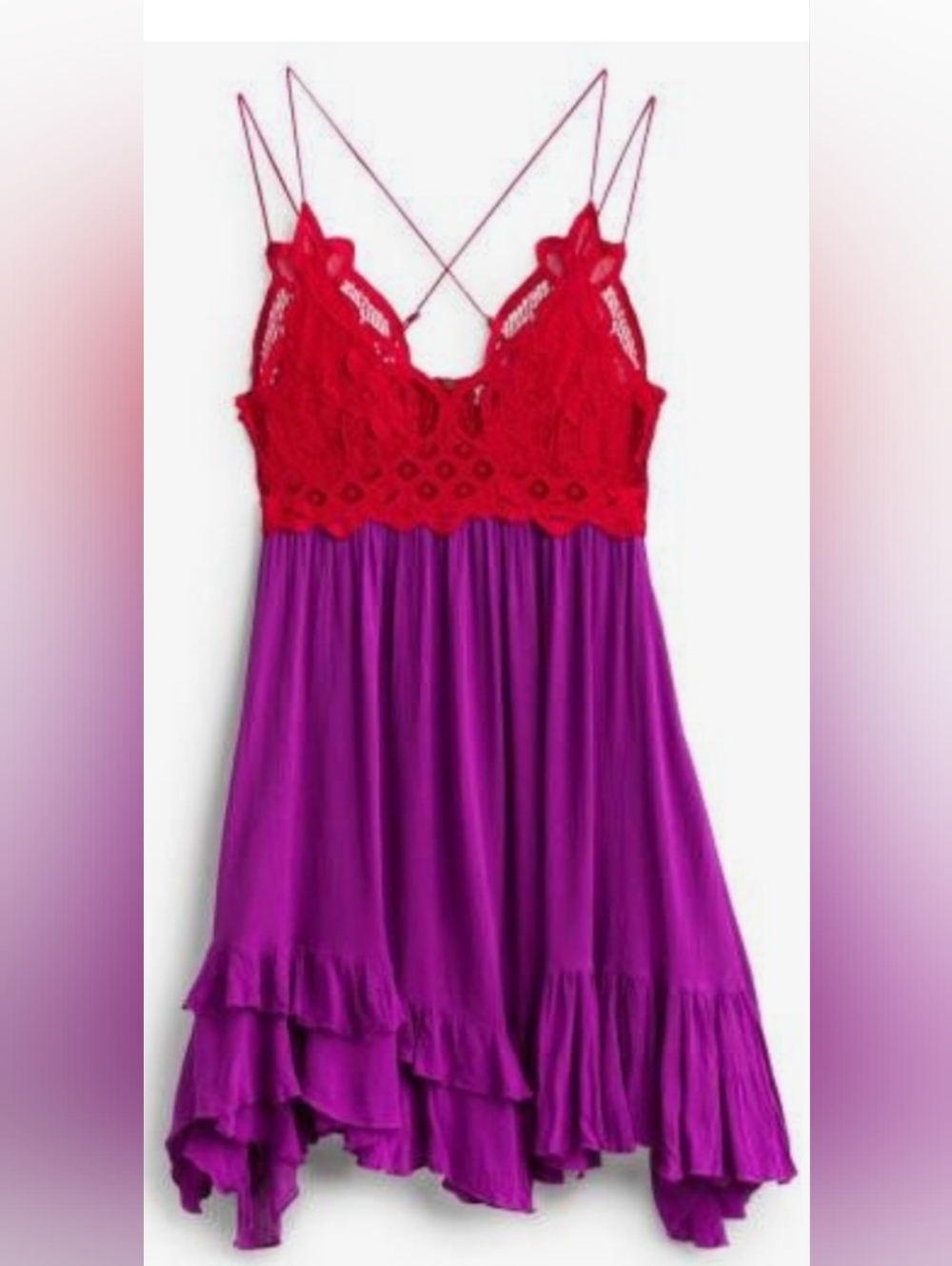 Nwot Free People One FP Adella dress in Red And Purple - Picture 6 of 15